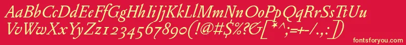 PentagrammeosfItalic Font – Yellow Fonts on Red Background