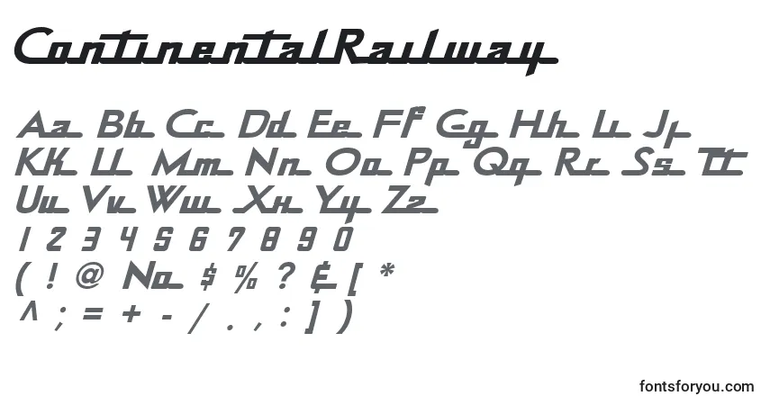 A fonte ContinentalRailway – alfabeto, números, caracteres especiais