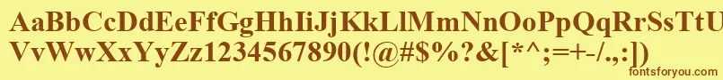 フォントTimesbd0 – 茶色の文字が黄色の背景にあります。