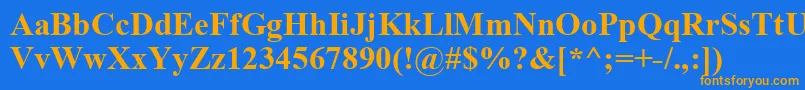 フォントTimesbd0 – オレンジ色の文字が青い背景にあります。