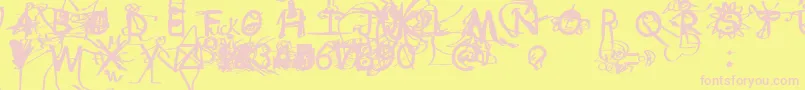 Fucksansjoder Font – Pink Fonts on Yellow Background