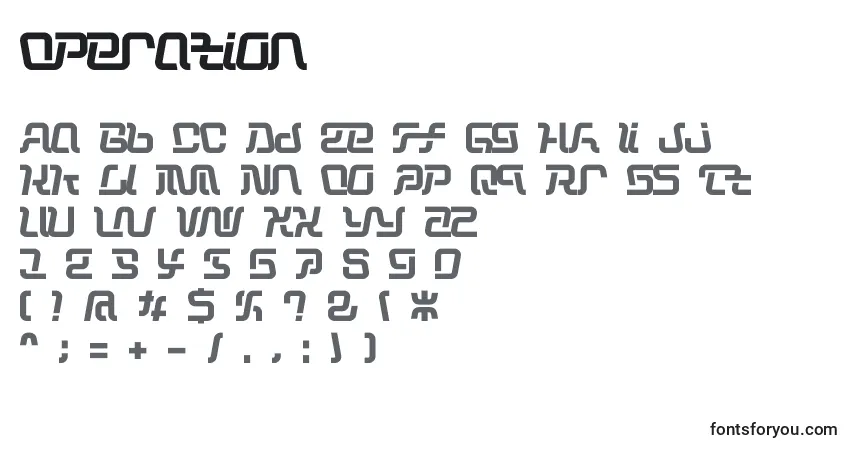 Czcionka Operation – alfabet, cyfry, specjalne znaki