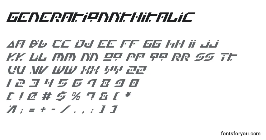 Fuente GenerationNthItalic - alfabeto, números, caracteres especiales
