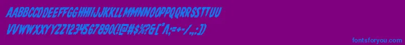 Fonte Direwolfcondital – fontes azuis em um fundo violeta