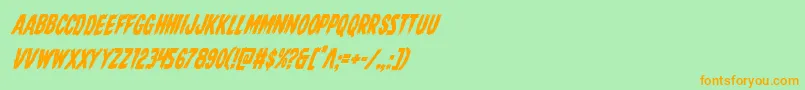 Direwolfcondital-Schriftart – Orangefarbene Schriften auf grünem Hintergrund