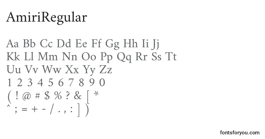 Schriftart AmiriRegular – Alphabet, Zahlen, spezielle Symbole