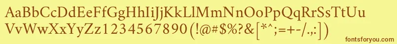 フォントAmiriRegular – 茶色の文字が黄色の背景にあります。