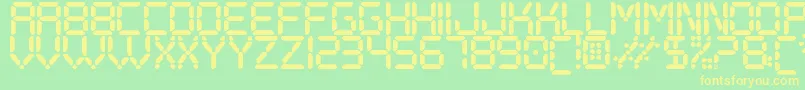 DigitalPlaySt-fontti – keltaiset fontit vihreällä taustalla