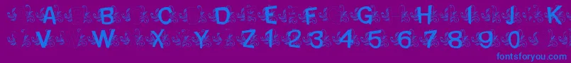 MtfBaseLeafy-Schriftart – Blaue Schriften auf violettem Hintergrund