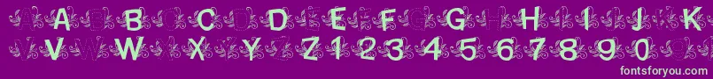 MtfBaseLeafy-Schriftart – Grüne Schriften auf violettem Hintergrund