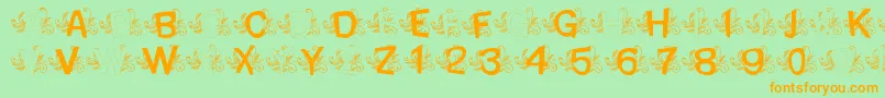 MtfBaseLeafy Font – Orange Fonts on Green Background