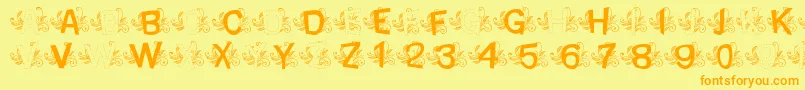 MtfBaseLeafy Font – Orange Fonts on Yellow Background