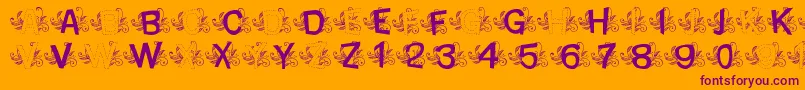 MtfBaseLeafy-Schriftart – Violette Schriften auf orangefarbenem Hintergrund