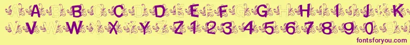 MtfBaseLeafy Font – Purple Fonts on Yellow Background