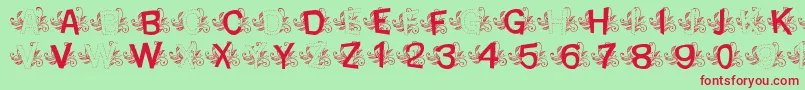MtfBaseLeafy Font – Red Fonts on Green Background