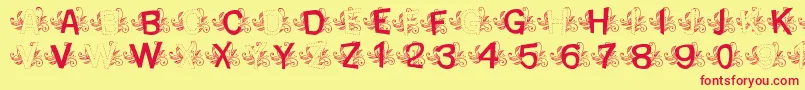 MtfBaseLeafy-Schriftart – Rote Schriften auf gelbem Hintergrund