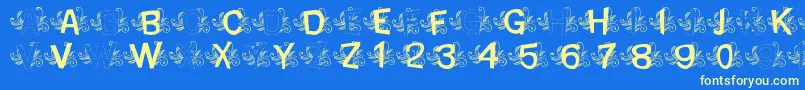 MtfBaseLeafy Font – Yellow Fonts on Blue Background