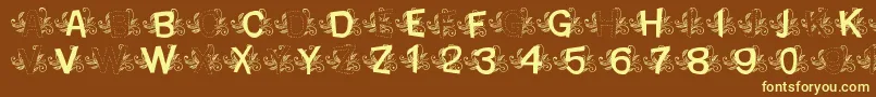 MtfBaseLeafy Font – Yellow Fonts on Brown Background