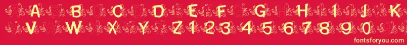 MtfBaseLeafy Font – Yellow Fonts on Red Background