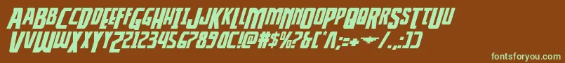 Thunderhawkdropexpandital Font – Green Fonts on Brown Background