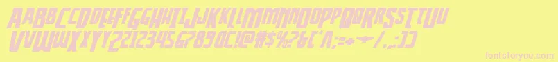 Thunderhawkdropexpandital-fontti – vaaleanpunaiset fontit keltaisella taustalla