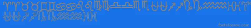 ZodiacSt-fontti – harmaat kirjasimet sinisellä taustalla