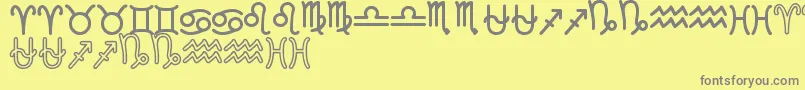 フォントZodiacSt – 黄色の背景に灰色の文字