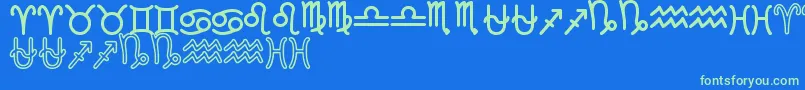 ZodiacSt-fontti – vihreät fontit sinisellä taustalla