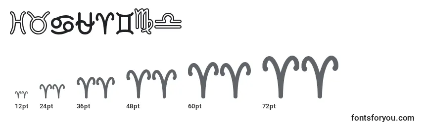 Размеры шрифта ZodiacSt