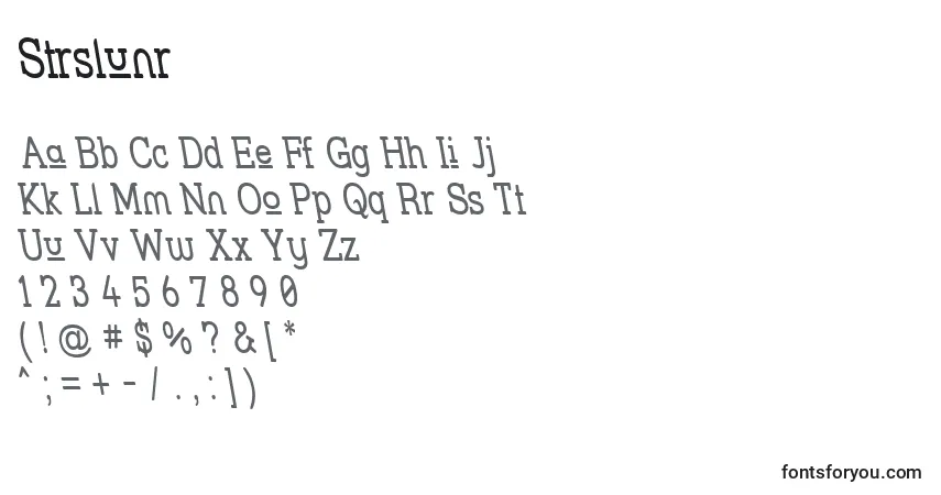 Schriftart Strslunr – Alphabet, Zahlen, spezielle Symbole