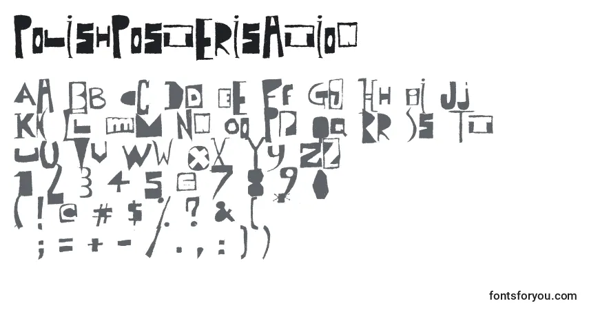 A fonte PolishPosterisation – alfabeto, números, caracteres especiais