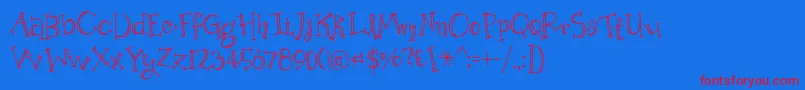 BmdOrganicFridaysLined-Schriftart – Rote Schriften auf blauem Hintergrund