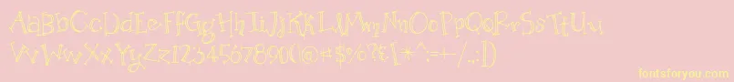 BmdOrganicFridaysLined-Schriftart – Gelbe Schriften auf rosa Hintergrund