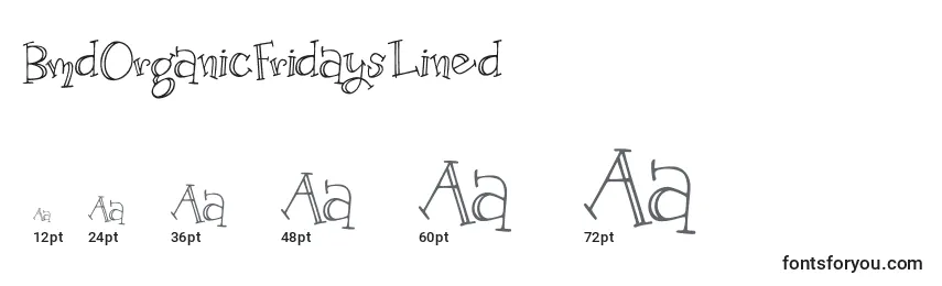 BmdOrganicFridaysLined Font Sizes