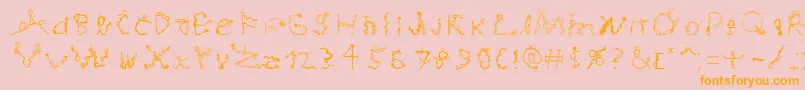 MagicialGame-Schriftart – Orangefarbene Schriften auf rosa Hintergrund