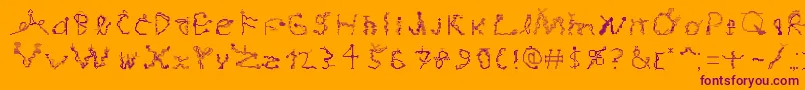 MagicialGame-Schriftart – Violette Schriften auf orangefarbenem Hintergrund