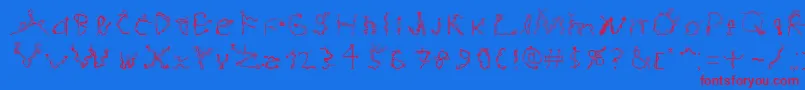 MagicialGame-Schriftart – Rote Schriften auf blauem Hintergrund