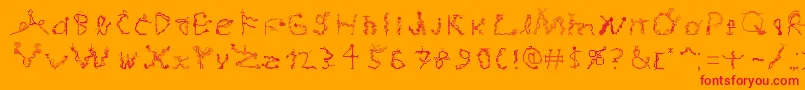 MagicialGame-Schriftart – Rote Schriften auf orangefarbenem Hintergrund