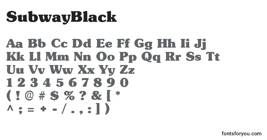 Schriftart SubwayBlack – Alphabet, Zahlen, spezielle Symbole