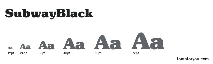 SubwayBlack Font Sizes