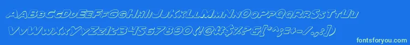 QuartermainOutlineItalic Font – Green Fonts on Blue Background