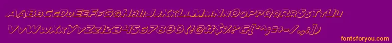 QuartermainOutlineItalic-Schriftart – Orangefarbene Schriften auf violettem Hintergrund