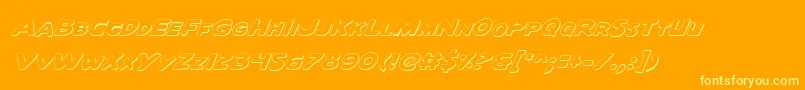 QuartermainOutlineItalic-Schriftart – Gelbe Schriften auf orangefarbenem Hintergrund