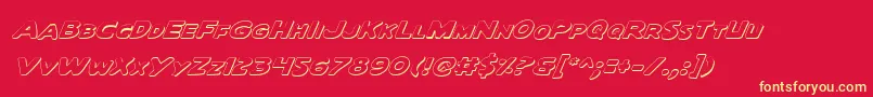 Fonte QuartermainOutlineItalic – fontes amarelas em um fundo vermelho