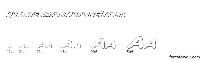 Размеры шрифта QuartermainOutlineItalic