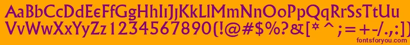 Village Font – Purple Fonts on Orange Background