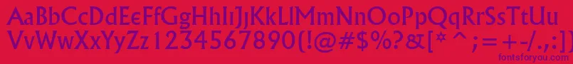 Village Font – Purple Fonts on Red Background