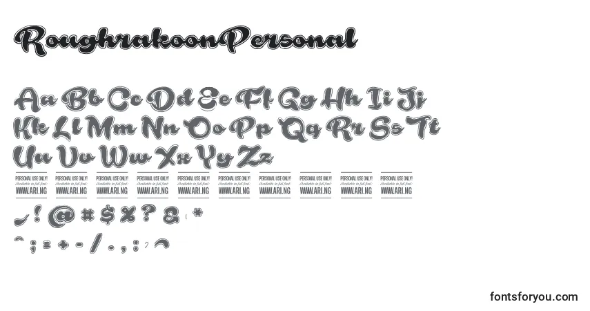 RoughrakoonPersonal-fontti – aakkoset, numerot, erikoismerkit
