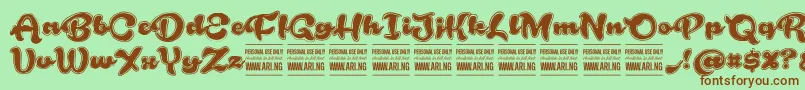 RoughrakoonPersonal Font – Brown Fonts on Green Background