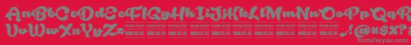 RoughrakoonPersonal Font – Gray Fonts on Red Background